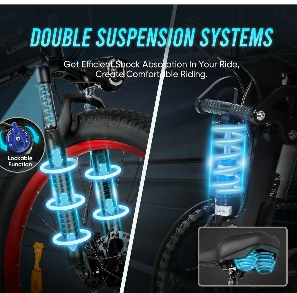 Ebike New Model Samebike LO26Plus Folding Electric Bicycle Adults 26" Mountain Bike with 48V 15Ah Removable Battery.