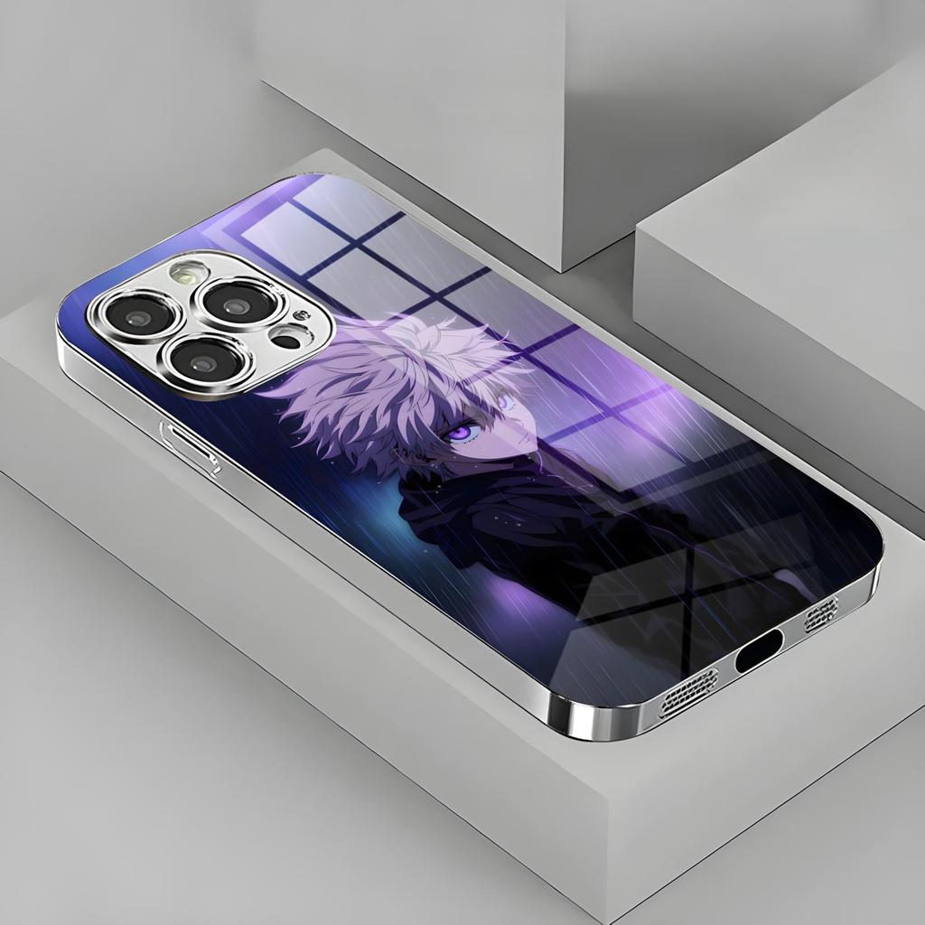 Anime H-Hunter K-Killua  Phone Case For iPhone17 16 16e 15 14 13 12Plus Mini Pro Max Electroplated glass Phone Case