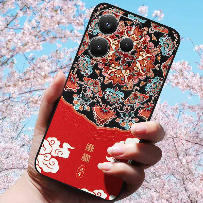 For Xiaomi Redmi Note 14 5G 4G Cases 3D Relief Embossed Retro Soft Silicone Covers For Redmi Note 14 5G Global Version 3D Cases