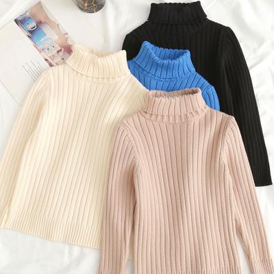 Children's Turtleneck Sweater Thickened Autumn and Winter with Solid Colored Knitwear for Boys and Girls