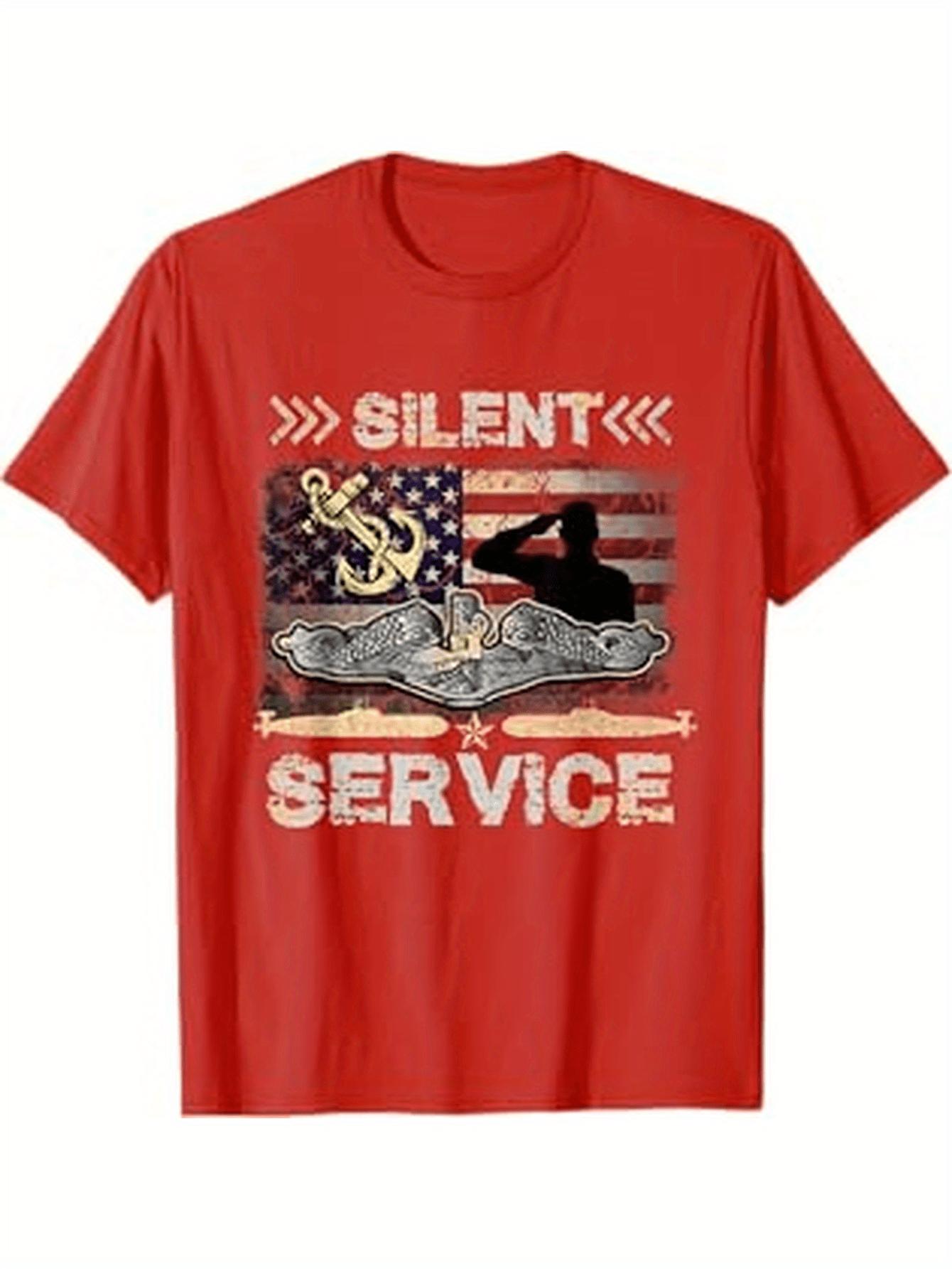 Naval Silent Service Patriotic American Flag Submarine TShirt 100 Cotton ONeck Short Sleeve Summer Casual Mens Tshirt S