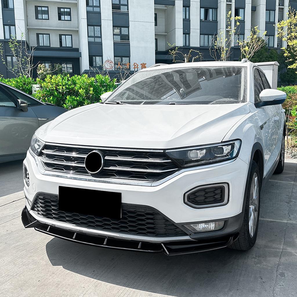 Car Front Bumper Lip Spoiler Diffuser Splitters BodyKit Aprons Cover Guard Trim For Volkswagen T-Roc Standard Edition 2018-2022
