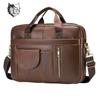 Men's Genuine Leather Business Laptop Briefcase - Large Capacity, Top Layer Cowhide, Crossbody Shoulder Bag