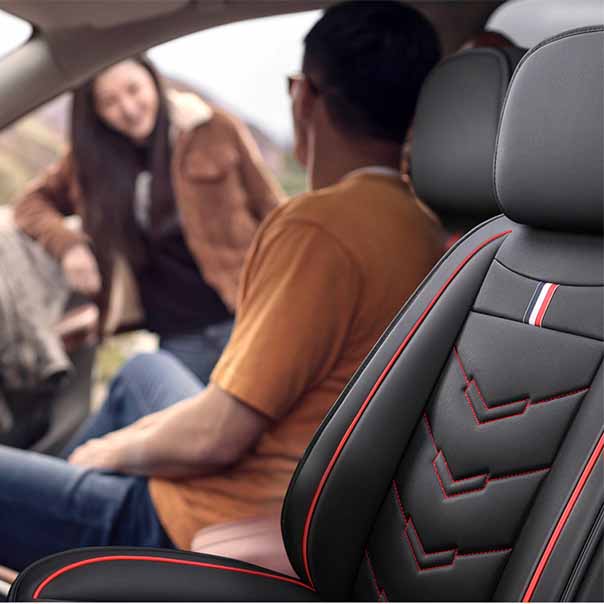 Leder Autositzbezug, Der Vollständig Umhüllende Autositzschoner mit Kopfstütze Lendenkissen Universelle Passform