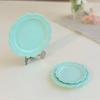 3 Pcs 1/6 1/12 Scale Miniature Dish Plates Alloy Dollhouse Kitchen Accessories Vintage Tiny Tableware for DIY Crafts Pretend Play