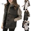 Winter Cotton Vest Women Single-breasted Stand Collar Padded Thicken Solid Color Waistcoat Keep Warm Neck Protection Sleeveless for Outdoor