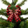 Christmas Burlap Plaid Bow with Pine Cones Pine Needles Large Buffalo Plaid Bow Xmas Wreath Checkered Bow for Holiday Crafts Home Party Tree Decor