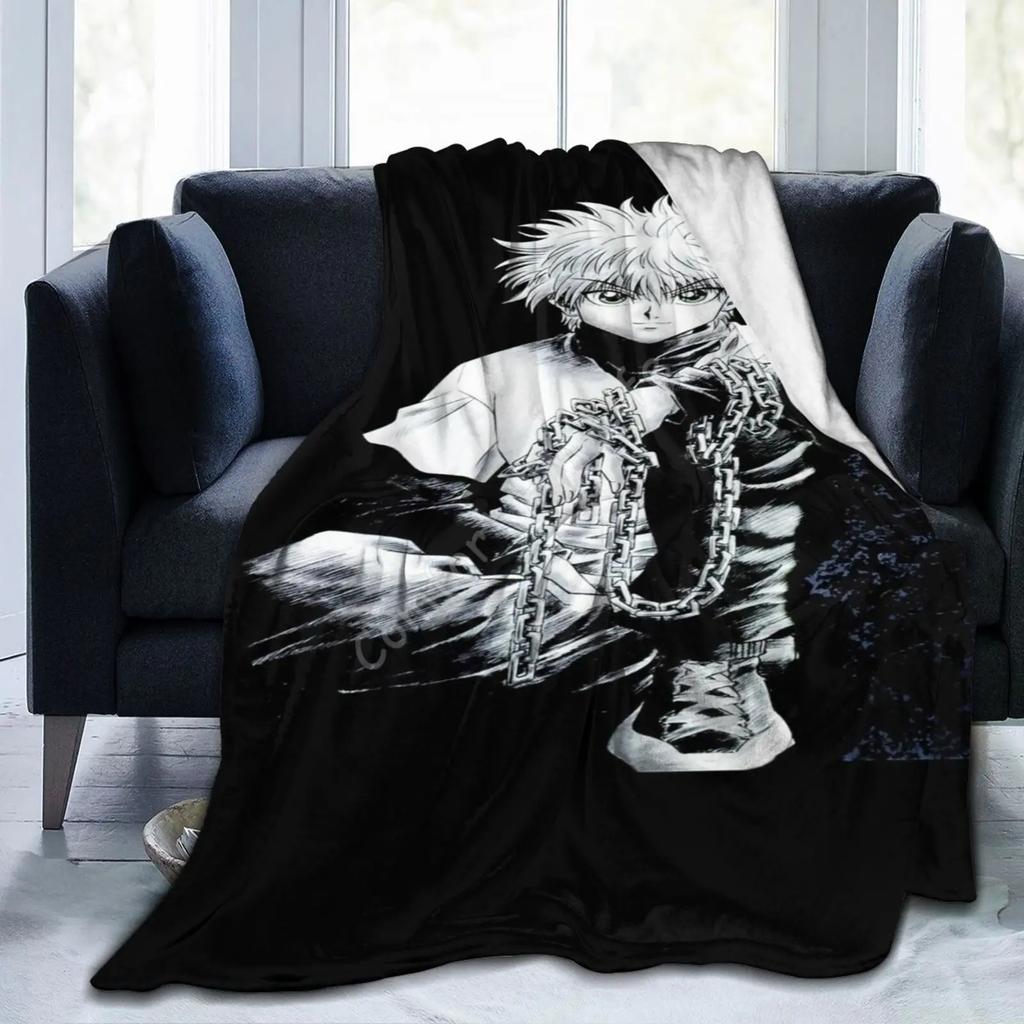 Hunter X Hunter 3D Print Fluffy Blanket Classic Japanese Anime Custom Blanket Soft Warm Lightweight Teens Kids Throw Blanket