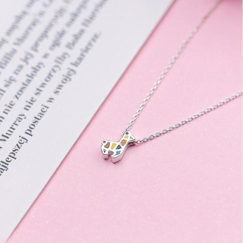 New Beautiful Colorful Temperament Fashion 925 Sterling Silver Jewelry Exquisite Giraffe Clavicle Chain Pendant Necklaces XL121