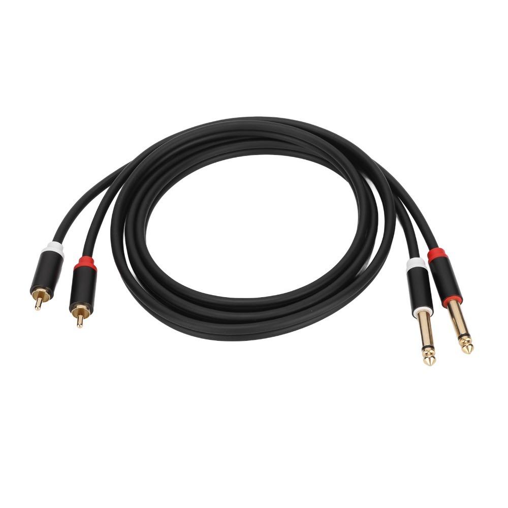 Gold Plated Dual 1/4 TS to Dual RCA Cable 1.5m / 4.9ft 6.35mm 2 RCA Port to 2 TS Port Cable Stereo Interconnect Cord