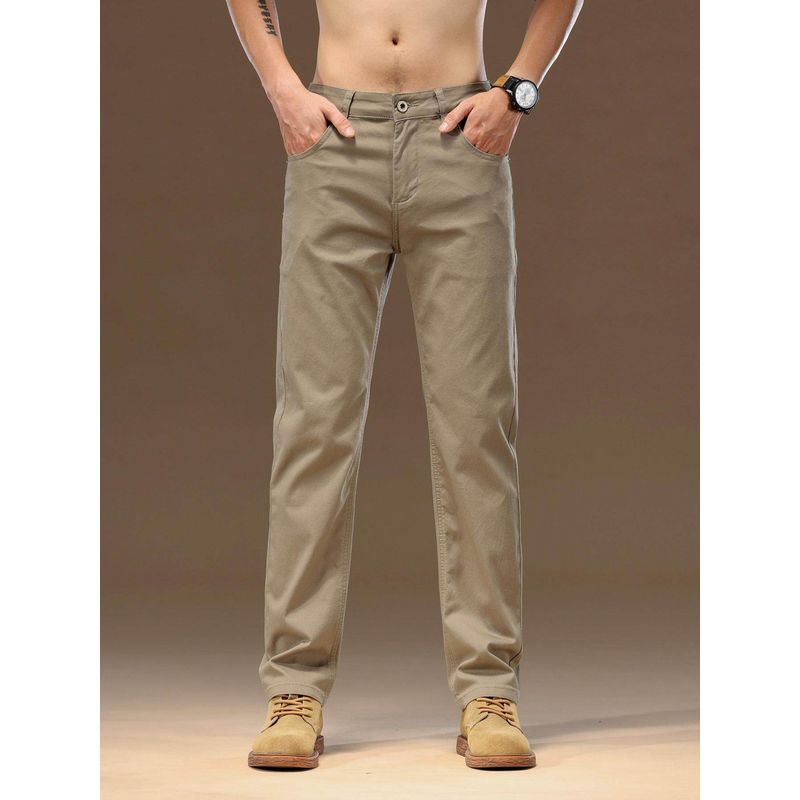High-End Pure Cotton Casual Pants for Men, Spring and Autumn New Trendy Loose Straight-Leg Business Elastic Long Pants