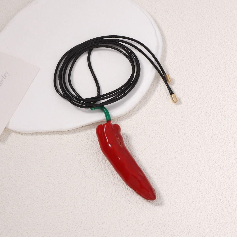 Boho Style Fashion Necklace Simple Metal Accessories Cute Red Pepper Pendant  Parties