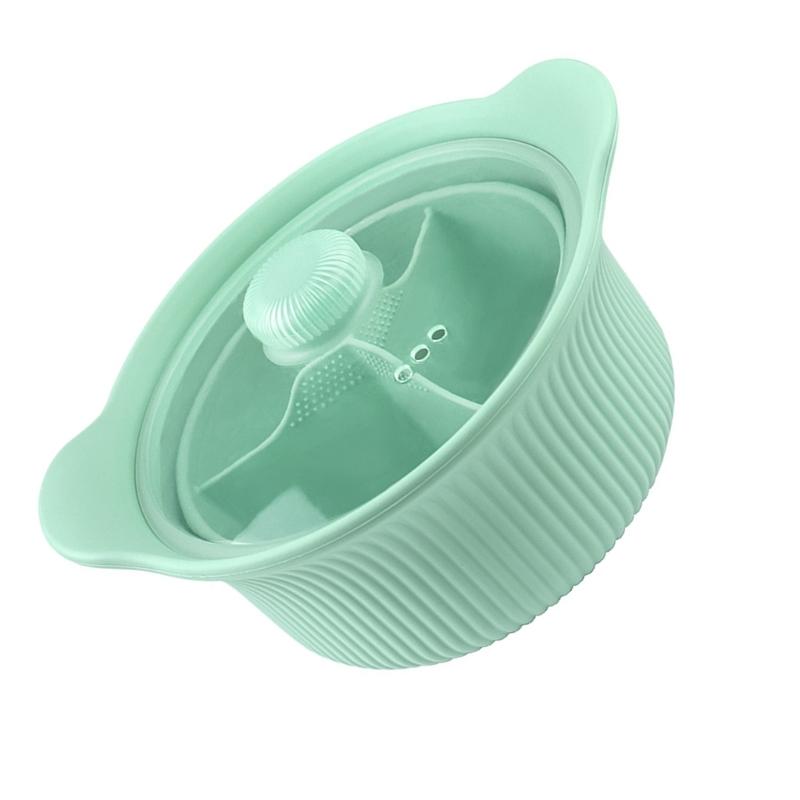 Food Grade Heat Resistant Silicone Steamer 3 Compartments Microwave Pot Multifunctional Steamer Bowl Easy to Use