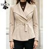 Women's Fashion Casual Solid Color Print Fall Winter Long Sleeve POLO Neck Jackets & Coats