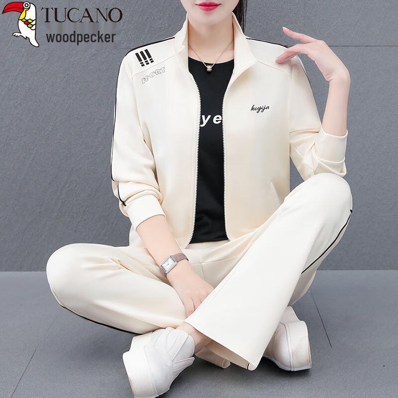 Женский осенний спортивный костюм Woodpecker с воротником-стойкой XL