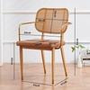 Nordic Light Luxury Wrought Iron Rattan Dining Chair - European Style for Home, Hotel, Cafe, or Leisure.
