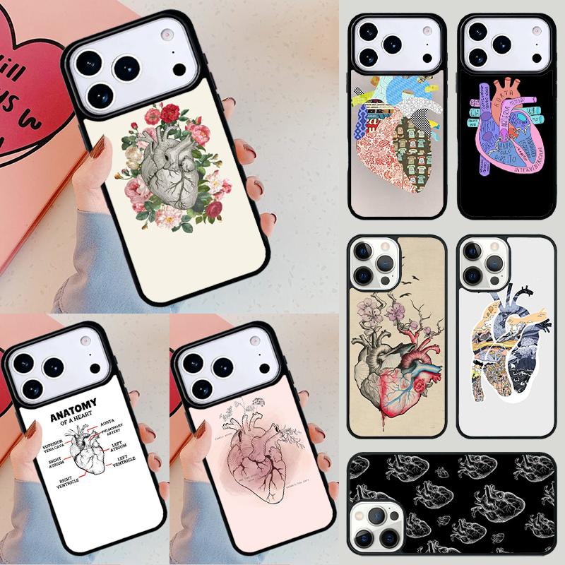 Medical Human Organs Heart Art Phone Case For iPhone 17 Air 14 15 13 12 Max Cover For Apple 16e 11 Pro Max Plus Coque