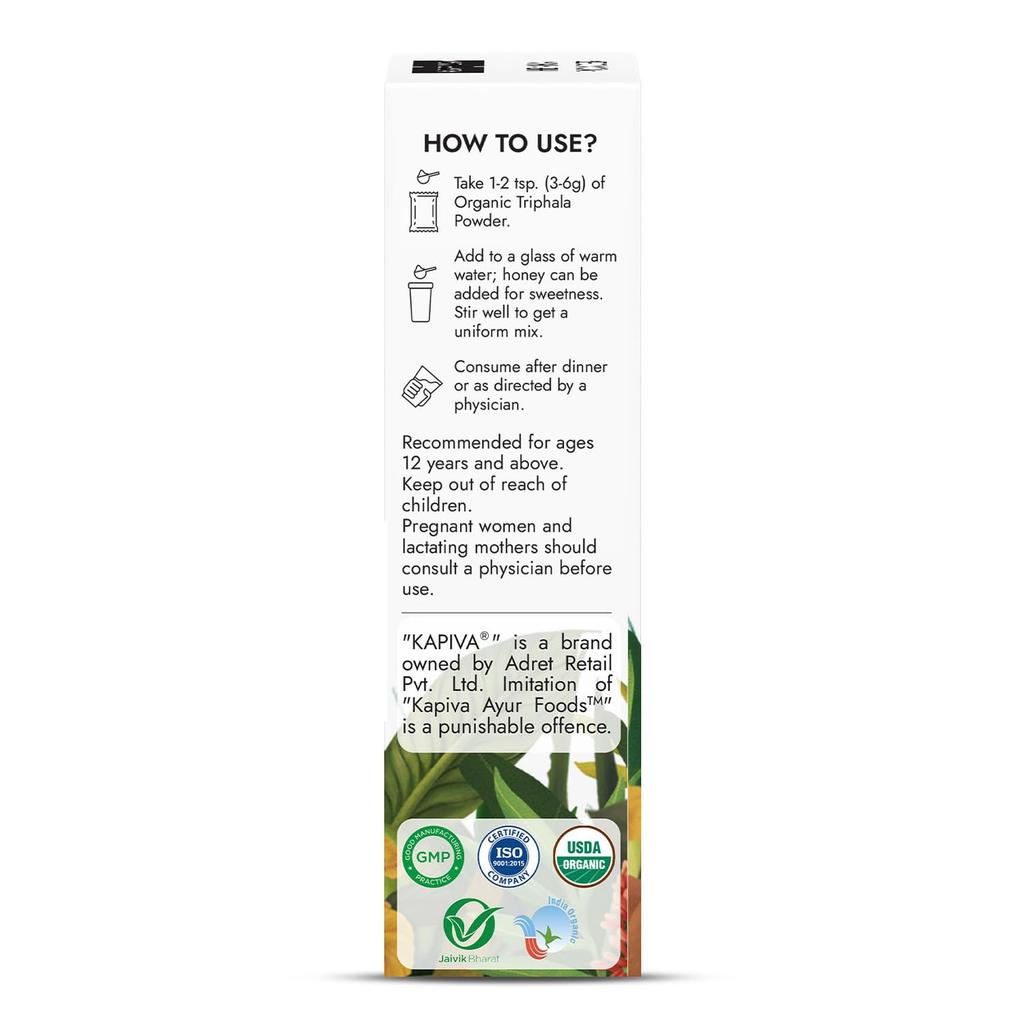 Kapiva Organic Triphala Powder Digestive Wellness Support For Daily Balance Natural Herbal Drink Mix 100 G Pack Of 2