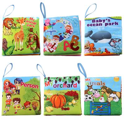 Baby Cognitive Cloth Book Educational Early Education Can'T Tear English Forest Marine Animal Palm Book Bb Device A Set Of 6