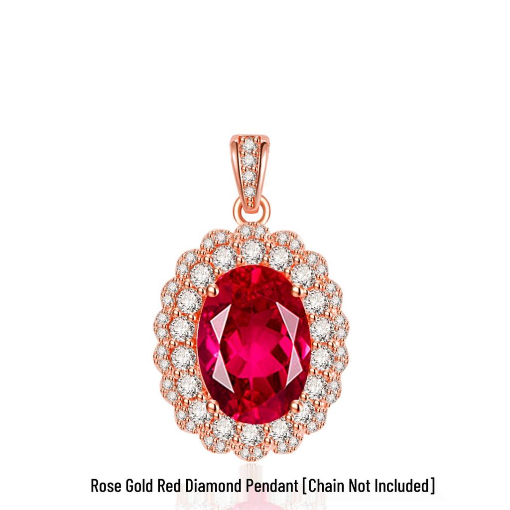 Ruby & Diamond Proposal Jewelry Set: Four-Claw Ring and Pendant Necklace