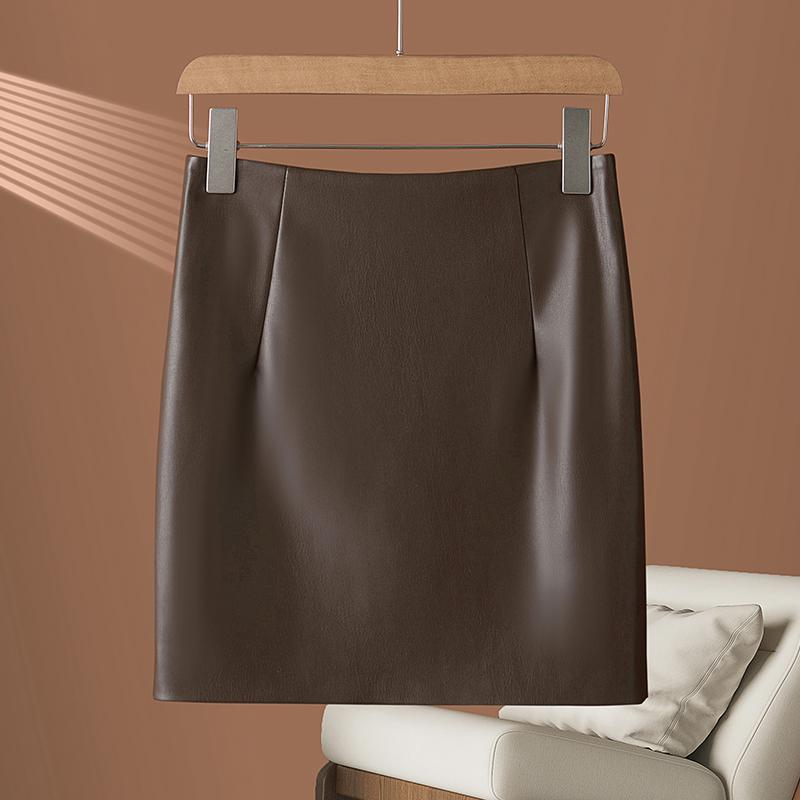 2026 Autumn/Winter Women's High Waist Genuine Lambskin Leather Skirt - Slimming, Hip-Hugging, and Sexy.