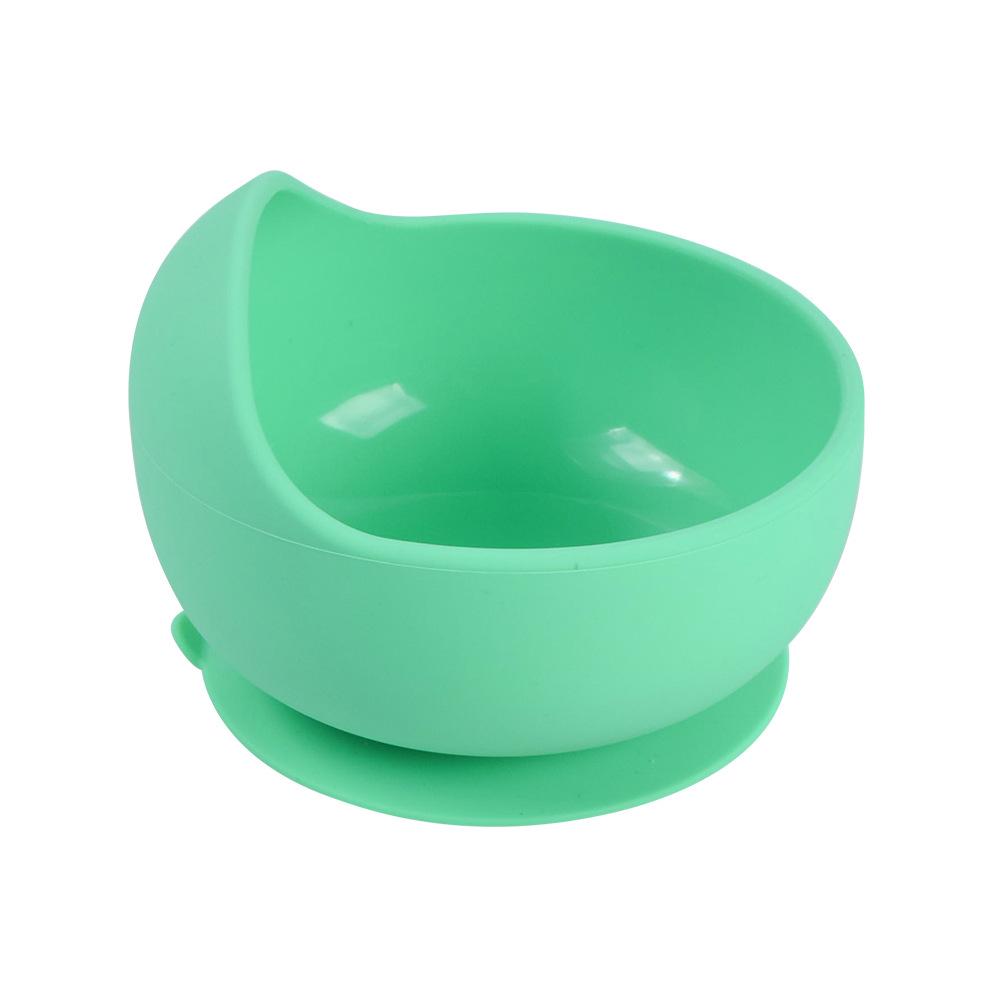 Silicone Baby Bowl & Spoon Set with Wooden Handle and Suction Cup
