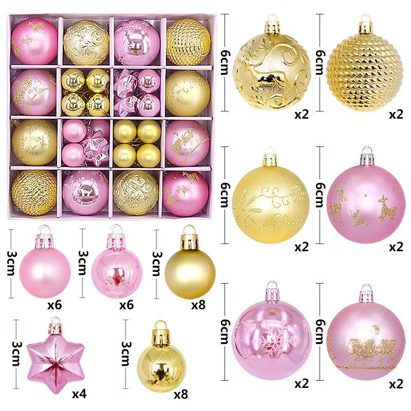 44pcs Special-Shaped Painted Christmas Balls 3-6cm, Electroplated Plastic Ornaments