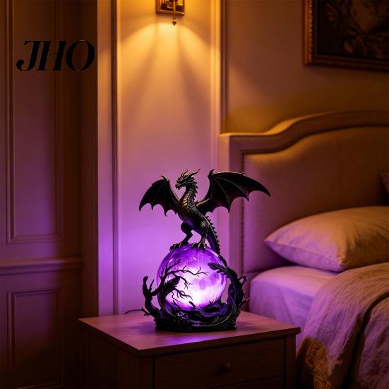 Display Cabinet Glowing Sculpture USB Powered Dragon LED Light, Gothic Style Decorative Ornament, Lamp Bedside Desk for Holiday Atmosphere, Home Night