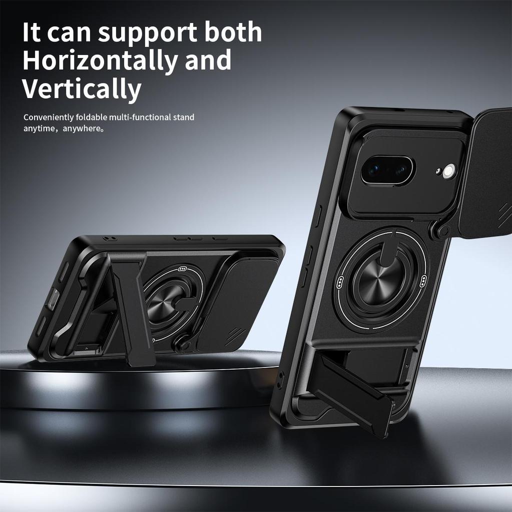 Slide Camera Cover for Google Pixel 7 Case With Built-in Ring Stand and Folding Stand