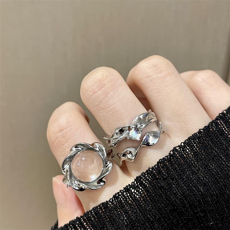 Personalized Moonstone Cold Wind Ring Niche Design Sense High Sense Temperament Cool Opening High Sense Female