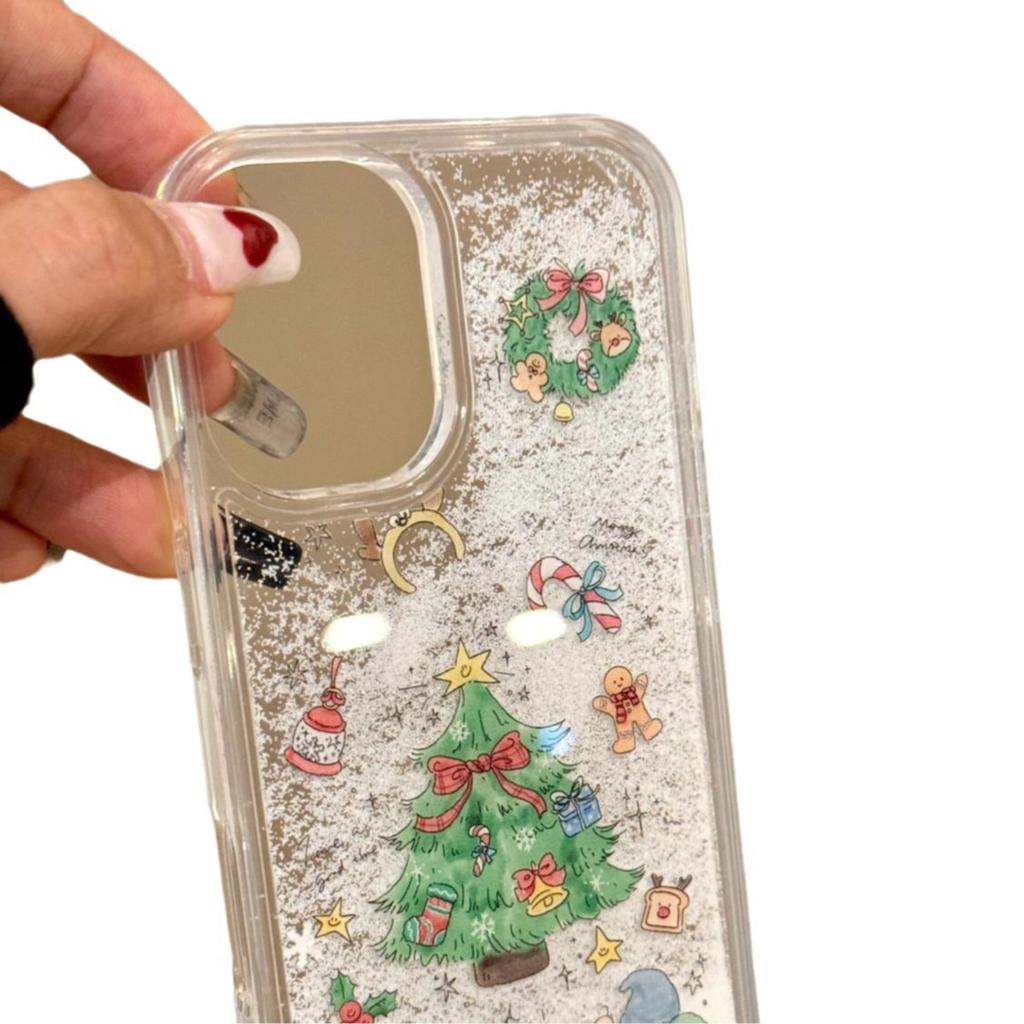 Winter Quicksand Snowflake Christmas Tree Is Suitable for Apple 11Promax Mobile Phone Case 11promax Large Hole Anti-drop Explosion