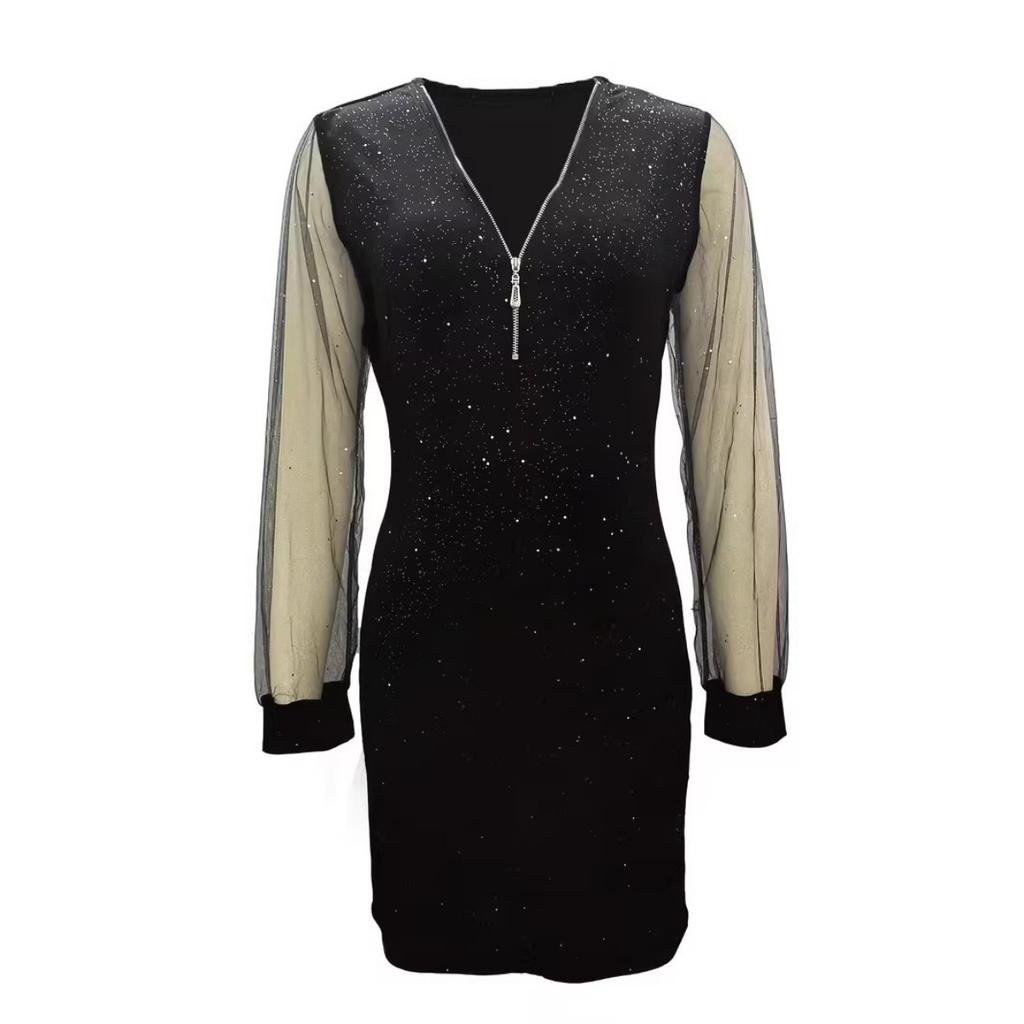 Frühling Sommer Neues Glitzer Bodycon Kleid, Europäischer Amerikanischer Stil Sexy Enganliegendes Partykleid