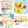 Wooden Multifunctional Arithmetic Clip Bead Learning Board Kid Puzzle Toy Set For Early Learning