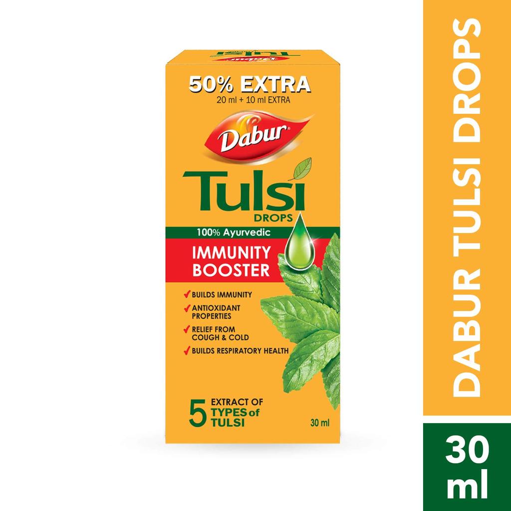 Dabur Tulsi Drops 30ml (Pack of 2) | Ayurvedic Extracts for Immune Support, Cough Relief, Respiratory Wellness, Skin & Joint Care