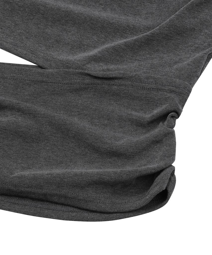 MUCENT Rebar Shirring Slit Off-Shoulder Short Sleeve Tee (3 Colors)