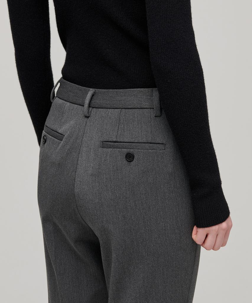 MUSINSA STANDARD WOMAN Women'S Heavyweight Fleece-Lined Slim Straight Hidden Elastic Waist Slacks [Medium Gray]