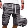 Mid-Rise Elastic Waistband Drawstring Multi Pockets Men Shorts Solid Color Loose Fitness Cargo Shorts Streetwear