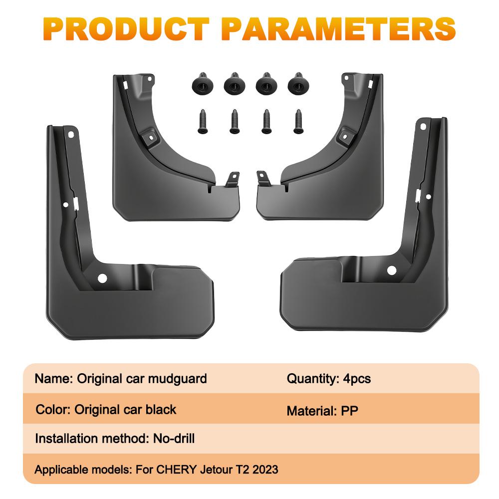 4PCS/SET Car Mud Flaps FOR Chery Jetour T2 2026-2026 for Hybrid Decorate Car Mud Flaps Mudguards Splash Guards