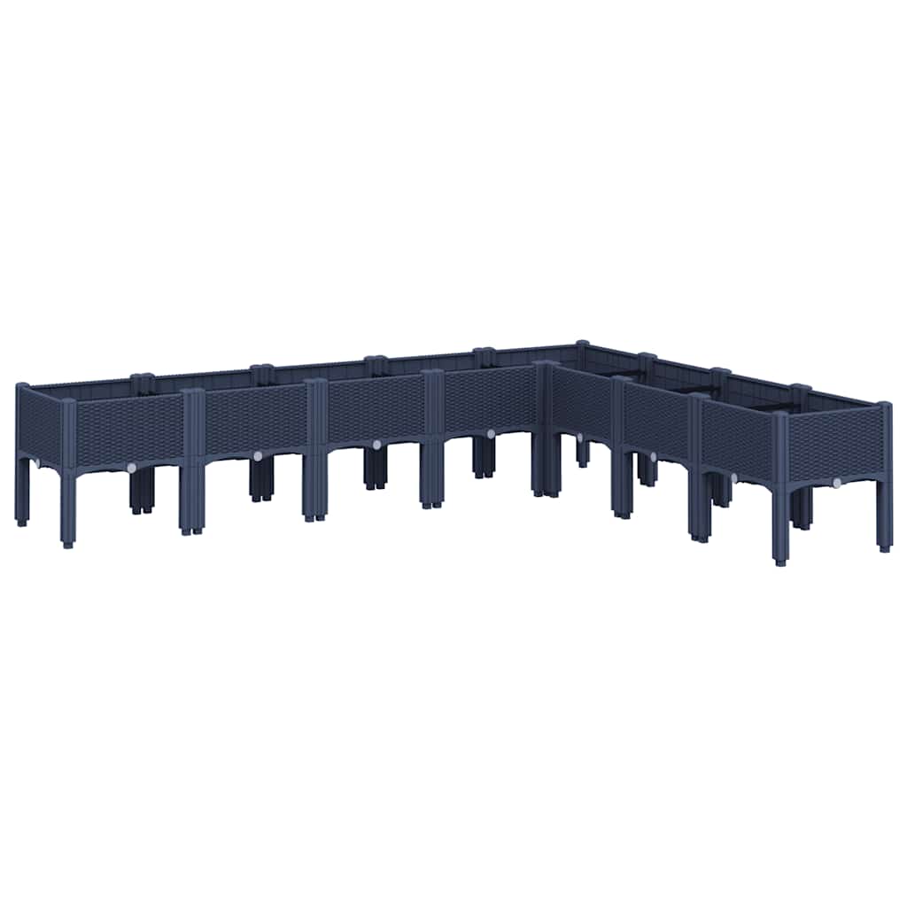 Planter with Legs Blue Grey 200 x 160 x 42 cm PP