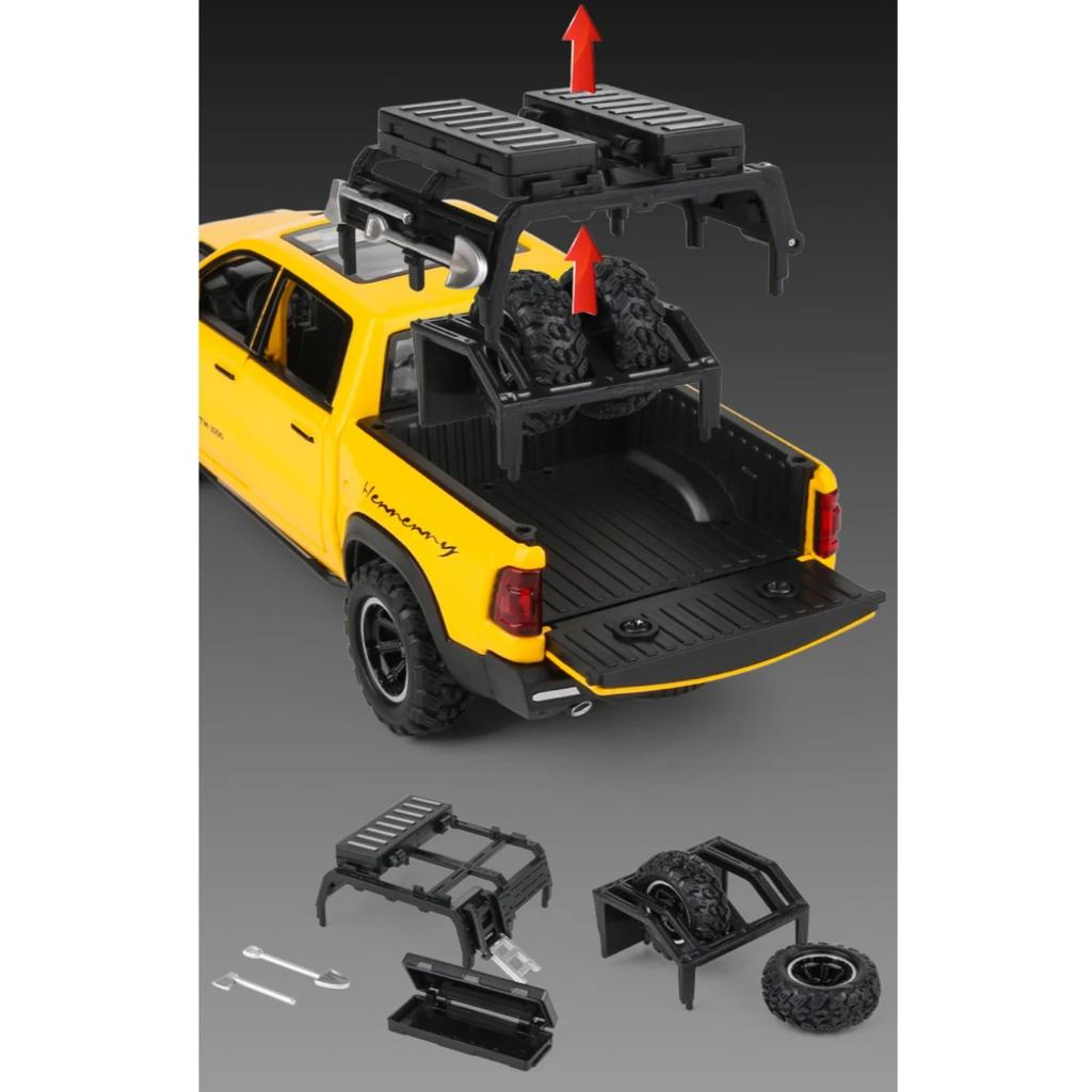 1/32 Scale Dodge RAM 1000 TRX Mammoth Picku Alloy Car Model Sound and Light Pull Back Children's Toy Collectibles Birthday Gift