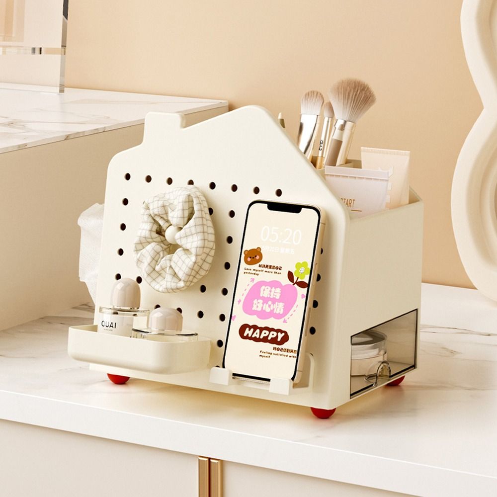 Household Desktop Organizer Perforated Board Storage Stationery Organizer  Tabletop Display