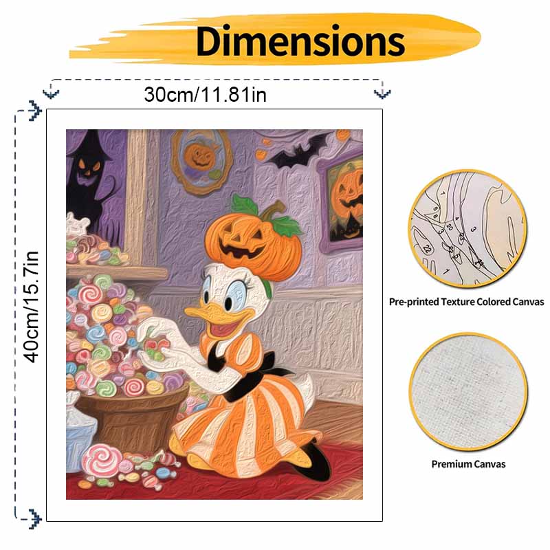Disney Daisy Duck Pumpkin Candy Handmade Diy Oil Painting Digital Painting Kit Home Living Room Entrance Decoration Hanging Painting