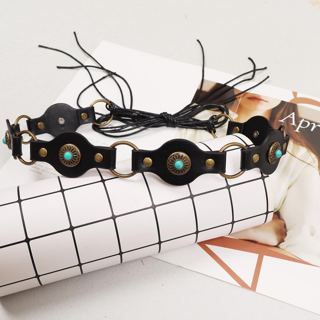 Bohemian Style Vintage Pu Leather Belt Woman Lace-up Punk Waist Belt For Dress Blouse Jeans Decoration Accessories