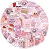 50Pcs Kawaii Stickers for Water Bottles, Cute Vsco Vinyl Laptop Stickers, Waterproof Aesthetic Stickers, Pink Sticker Pack for Kids Girls