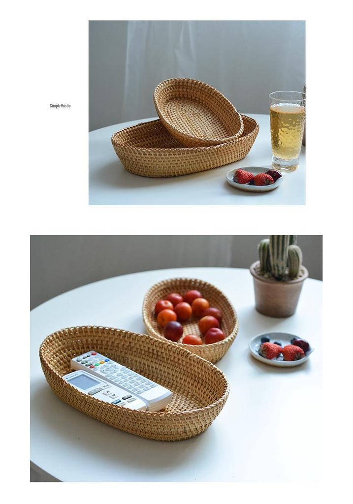 Nordic Rattan Woven Basket for Fruit, Bread, Snacks, and Decorative Use