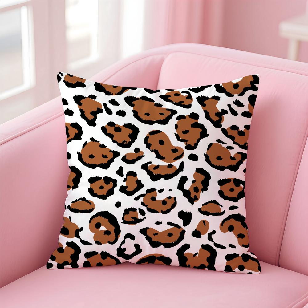 leopard print texture Cushion Cover Pillow Case Soft Friendly Fabric Concealed Zipper