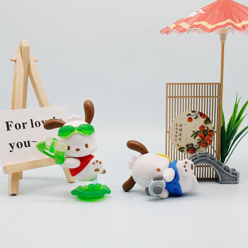 Swimming Sunglasses Pochacco Ring Ice Cream Cartoon Model Set Figurine Ornament