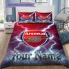 Arsenal F Custom Name Pattern Bedding Quilt Set Quilt Cover Pillowcase Home Birthday Gift(1 * Duvet Cover + 2 * Pillowcase, Without Core)