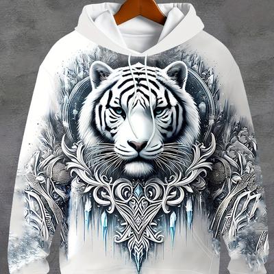 Men's Hoodie  Loose Hooded Sweatshirt Fashion Tiger 3D Printing Pattern Tops 2024 New Autumn Man Hoodie Y2k Sweatshirts for Men