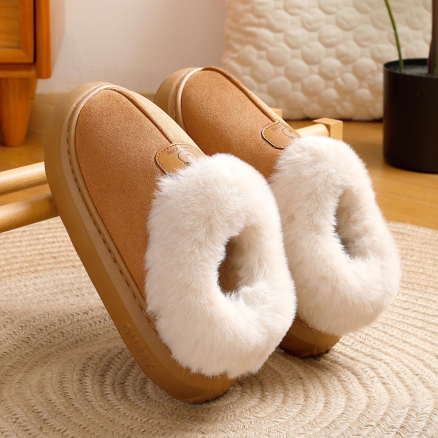 

Cozy Winter Cotton Slippers: Windproof, Non-slip, Plus Velvet, Thick Sole for Men & Women 2025. 40-41 (suitable for 39-40) коричневый